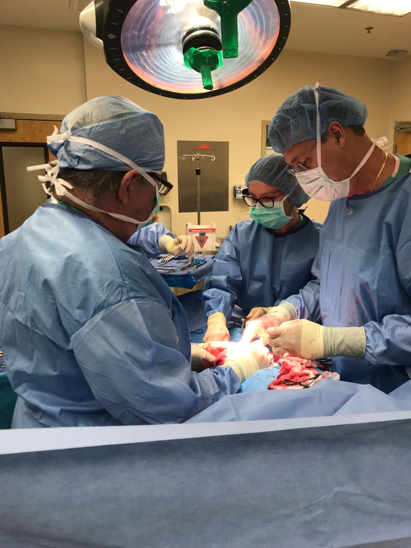 Surgical team at work in an operating room
